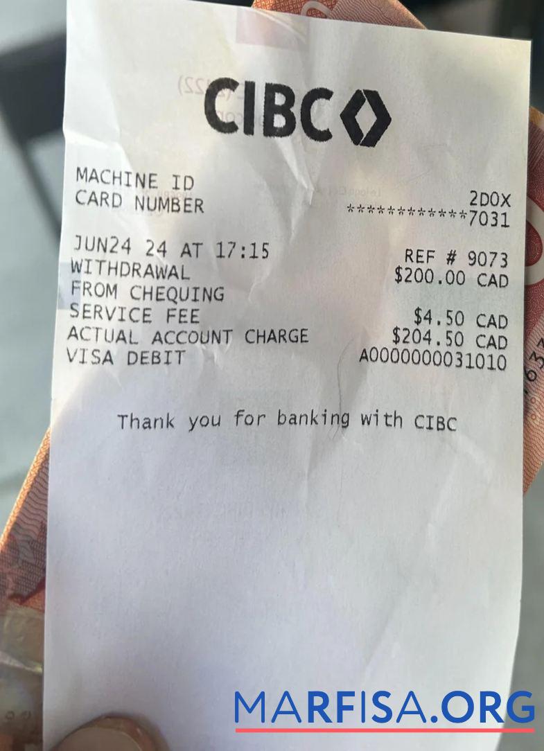 Realistic Canada CIBC bank payment check real example